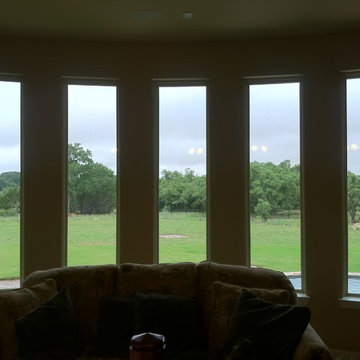 Custom Driftwood, Texas Living Room Roller Shades