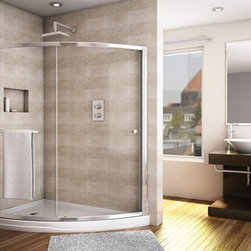 Fleurco Banyo Amalfi Slice 76" x 39" Frameless Curved Sliding Door EASL66 - Bath Products