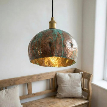 Verdigris Copper Dome Pendant Light