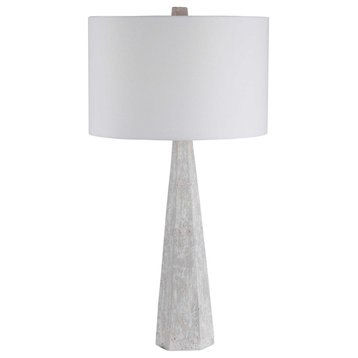 Luxe Tapered Concrete Look Pyramid Table Lamp Modern Industrial Cement Geometric