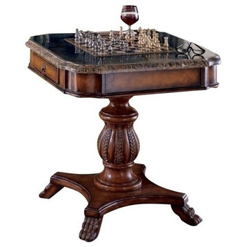 Beaumont Traditional Lane Wood Pedestal Game Table in Multi-Color