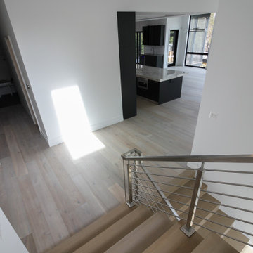 75_Modern Stairway: White Oak & Stainless Steel Balustrade, McLean VA 22101