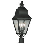 Livex Lighting - Amwell Outdoor Post Head, Black - With simple details and a traditional design, this solid brass black outdoor post lantern will add style and function to your home's exterior.