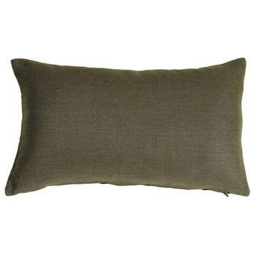 Pillow Decor, Tuscany Linen 12"x20" Throw Pillows, Charcoal Gray