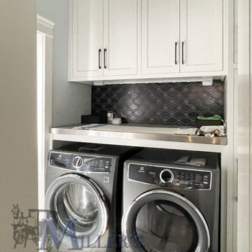Transitional Laundry Room with White Cabinetry