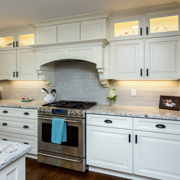 Stunning Transitional Kitchen With An Unexpected Pop Of Color
