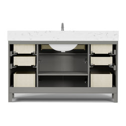 Caroline 60'' Grey Bathroom Vanity - Bathroom Vanities And Sink Consoles