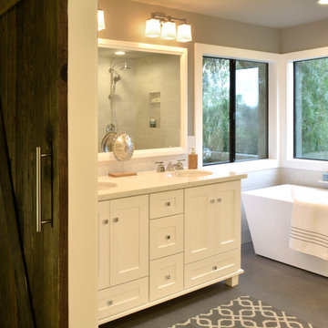 Country Infused Contemporary Master Bath