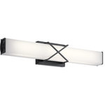 Kichler Lighting - Trinsic 2 Light Bathroom Vanity Light, Matte Black - The 22in. LED bath light of the Trinsic(TM) collection is an intricate, yet subtle aesthetic to complement any modern bath with Satin Etched White glass and a unique criss-cross design in a Matte Black finish.
