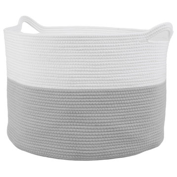 Extra-Large Cotton Rope Basket With Handles for Laundry, Blanket and Toy Storage