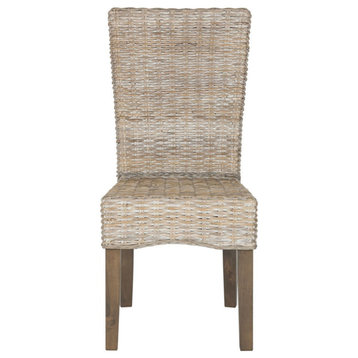 Debi 19 " Wicker Dining Chair set of 2 White Washed