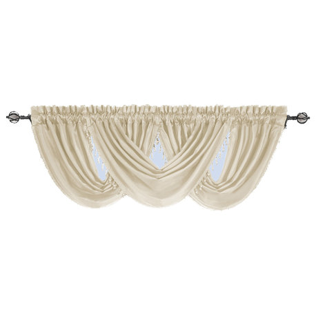 Soho Faux Silk Waterfall Window Valance, Ivory