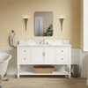 Beverly 60" Bath Vanity, White, Carrara Marble, Single Vanity