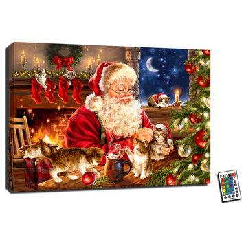 "Kitten Christmas" 18x24 Fully Illuminated LED Wall Art