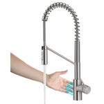 Kraus USA - Oletto Touchless 2-Function Pull-Down 1-Handle 1-Hole Kitchen Faucet, Bronze - Engineered with hands-free activation, the-Oletto Sensor Faucet-allows you to turn water on and off with the wave of a hand so you can activate it without touching the handle or spout, helping reduce germ transfer during messy tasks like preparing raw foods.'the sensor sits on the side of the faucet to help prevent accidental activation, with a built-in timer that stops the flow after 3 minutes to help prevent water waste. The 2-function pull-down sprayer with Reach technology offers an extended range of motion, and switches from aerated stream to spray for any kitchen task. Heavy-duty construction helps ensure reliable-use. Comes with QuickDock mounting assembly, batteries, and pre-attached water lines for ease of installation. Available in multiple finishes, including spot-free options.