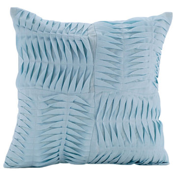 Blue Cotton Linen 16"x16" Textured Pintucks Pillows Cover, Open To the Sky
