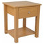 Bedside Table, Oak Finished Solid Wood With Drawer and Open Shelf for Storage