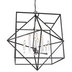 Artcraft Lighting - Roxton AC11202PN Chandelier, Matte Black - Linear in design, the Roxton collection is comprised of a matte black exterior cage which a diamond within a square that encases a polished nickel inner chandelier cluster. 12 light foyer chandelier (available with harvest brass interior as well)