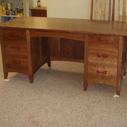 Curly Black Walnut Executive Panel Desk - Desks And Hutches