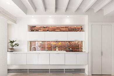 Example of a trendy kitchen design in Boston