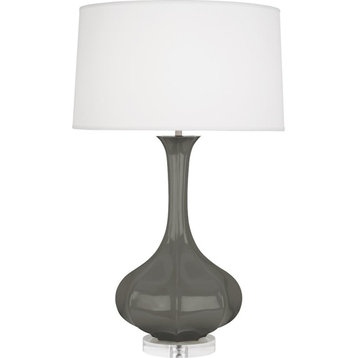 Robert Abbey Pike 1 Light Table Lamp, Ash Glazed Ceramic/Lucite Base - CR996