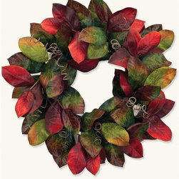 Magnolia Leaf Wreath - Artificial Flower Arrangements