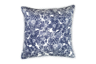 Blue Flower Silk Cushion