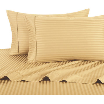 600TC 100% Long Staple Cotton Stripe Sheet Set, Gold, California King