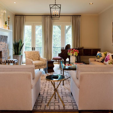 Transitional Living Room in Portland