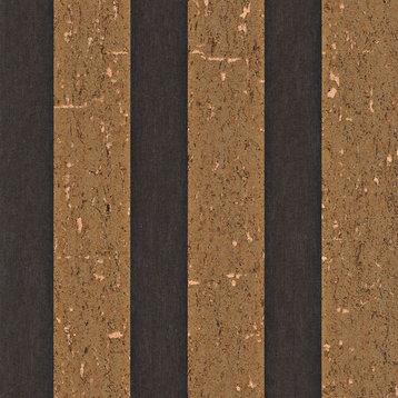 Lavish Textured Speckle Stripe Wallpaper, Black/Gold, Double Roll