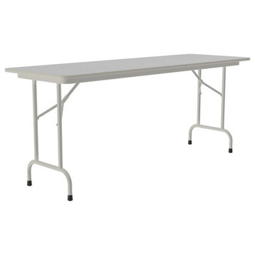 Correll 24"W x 96"D Melamine Top Folding Table in Gray Granite