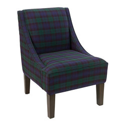 Universal Lighting and Decor - Uptown Blackwatch Fabric Swoop Armchair - Bar Stools And Counter Stools