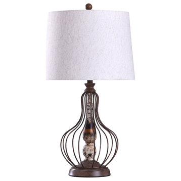 Yarrow 1 Light Table Lamp, Bronze and Weathered and Off White