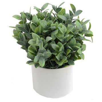 Admired By Nature Artificial Frosted Ruscus Plant With Ceramic Pot