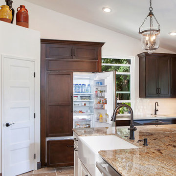 Fallbrook Kitchen Expansion with Large Granite Island and Paneled Appliances