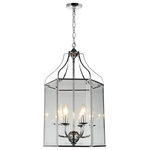 CWI Lighting - Maury 6 Light Up Chandelier With Chrome Finish - A modern lantern with magical beauty. The Maury 6 Light Chandelier features an elegant candelabra frame in chrome complete with drip plates. It is encased in a lantern-like shade with glass panels and chrome trims. This fixture looks simple yet chic and is perfect for enhancing the mood in a family room or a dining room. Feel confident with your purchase and rest assured. This fixture comes with a one year warranty against manufacturers defects to give you peace of mind that your product will be in perfect condition.