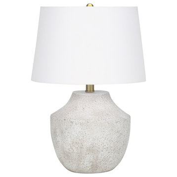 Lighting, 20"H, Table Lamp, Cream Concrete, Ivory/Cream Shade, Modern