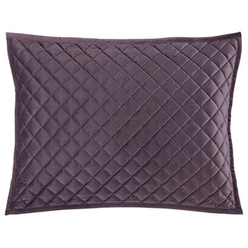 Velvet Diamond Quilted Pillow Sham Set, 2PC, Amethyst, Standard