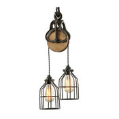 West Ninth Vintage Industrial Wood And Steel Barn Pulley Light
