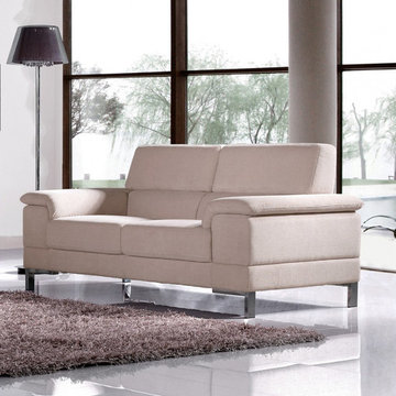 Hugo Light Beige Chenille Textured Fabric Loveseat - $1000.20