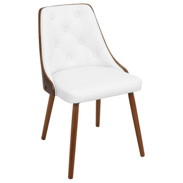 LumiSource Gianna Dining Chair, Walnut and White