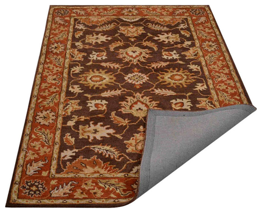 Hand Tufted Wool Area Rug Oriental Brown Rust, [Round] 8'x8 ...