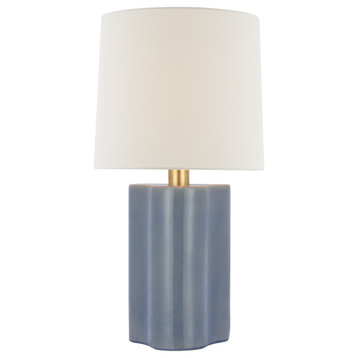 Lakepoint Large Table Lamp in Polar Blue Crackle with Linen Shade