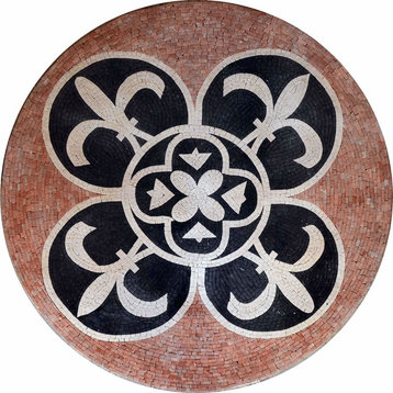 Mosaic Medallion, Medieval Flowers, 36"x36"