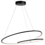 ET2 - ET2 Cycle 31.5" LED Pendant E21327-BK - Black - This playful design of a continuous channel spiraling from the canopy to create unique lighting sculptures. LED mounted inside the channel provides ample illumination with an indirect effect.