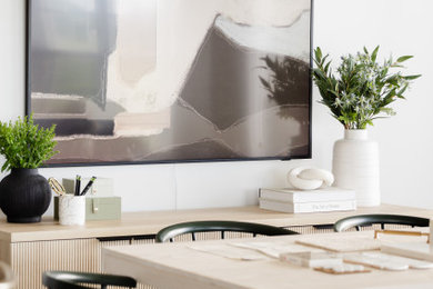 Example of a mid-sized mid-century modern dining room design in Minneapolis