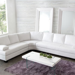Vanity Sectional Sofa | White Leather - Sectional Sofas