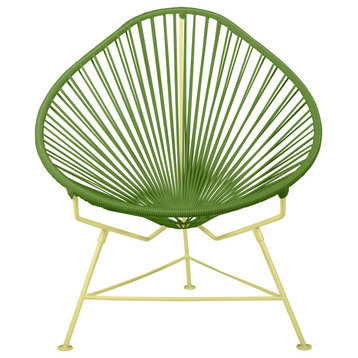 Acapulco Indoor/Outdoor Handmade Lounge Chair New Frame Colors, Cactus Weave, Yellow Frame