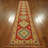 New Hand Knotted Red Kazak Runner 3x14 Geometric Wool Rug Mesa Collection H3691