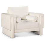Meridian Furniture - Madeline Chenille Fabric Upholstered Chair, Cream, Chair - Refresh your living space with this Madeline chenille fabric living room chair. It's upholstered in rich cream chenille fabric with plush padding and bolster pillows that complete the look while supporting your body while you relax and unwind. The chair's modish design ensures it seamlessly complements any decor and fits well with other items in the Madeline collection. Whether you're entertaining guests or unwinding with a book, this chair provides both coziness and sophistication.
